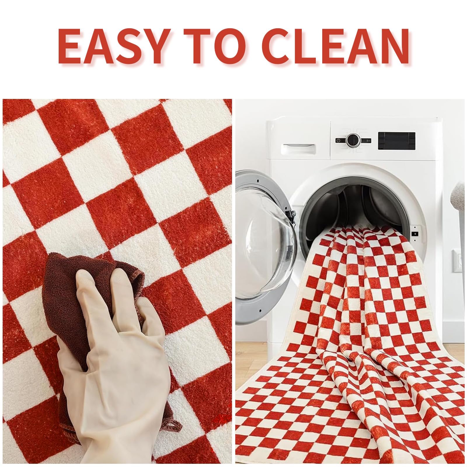 Checkered Rug 5x7 Ft Washable Area Rugs Non Slip Moroccan Rug Carpets Aesthetic Geometric Indoor Floor Carpet Rugs for Living Room Dorm Bedroom Dining Room Christmas Rug Accent Rugs