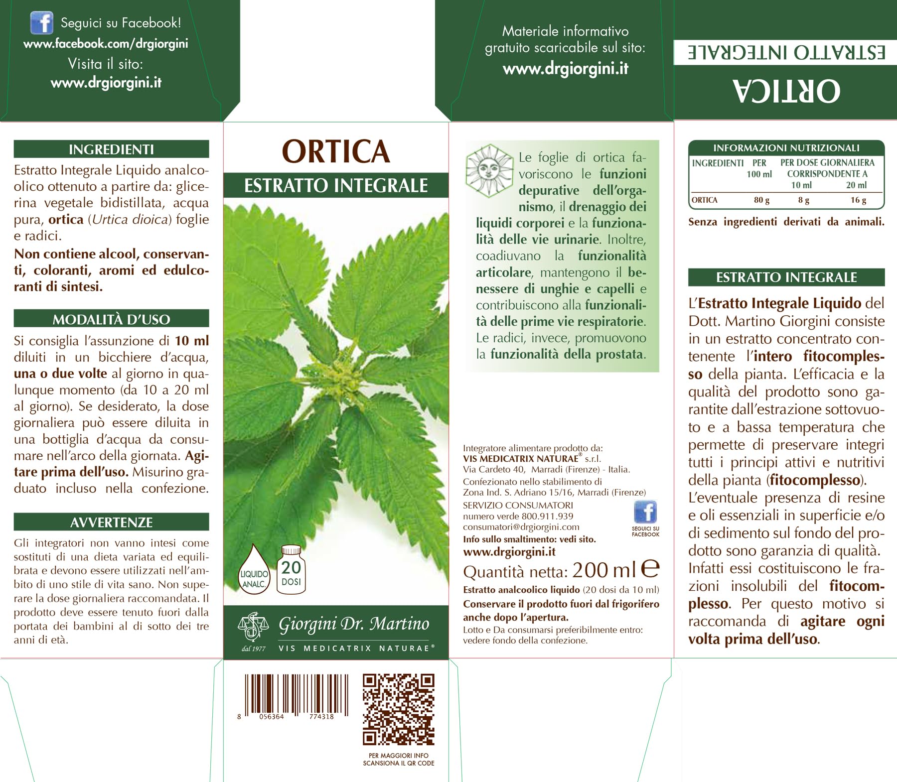 Dr. Giorgini - Dr. Giorgini Ortica Estratto Integrale Benessere Prostata 200ml - 970540910