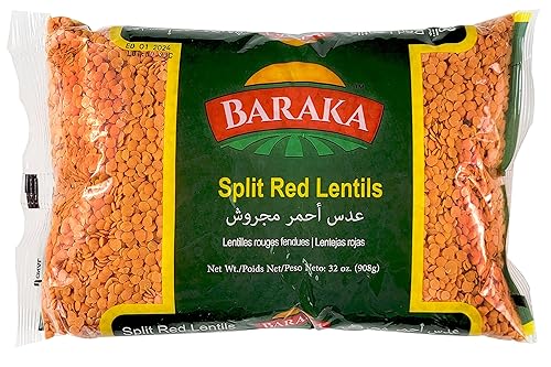 Baraka Lentejas rojas secas | Lentejas rojas secas de cocción rápida naturales a granel | Sin conservantes, sin aditivos, alimentos veganos altos en