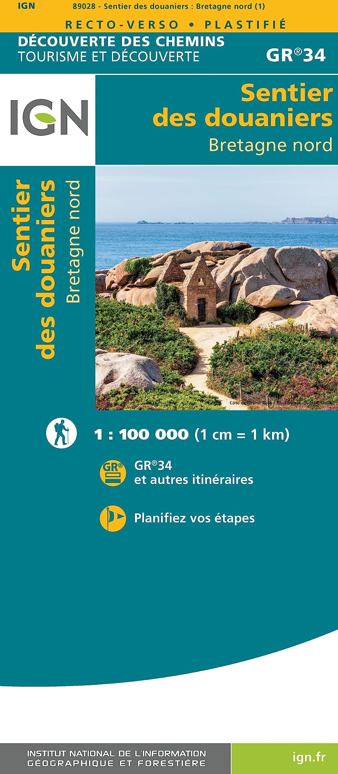 Bretagne Nord - Le sentier des douaniers GR34 (89028): 1:100000 (TOP ITINERANCE)