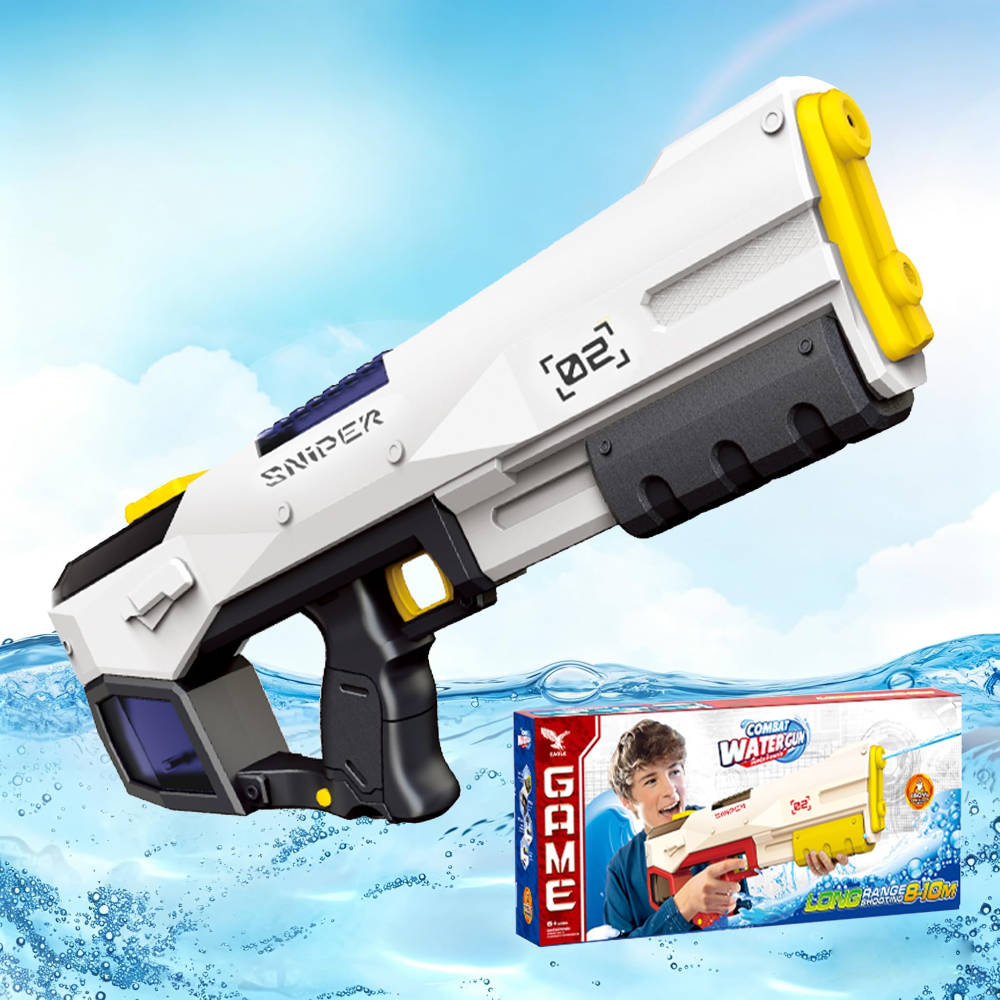 Pistolet a Eau Electrique, Automatique Pistolet à Eau électrique Jouets pour Enfants et Adultes, 2 Modes de Prise de Vue, capacité 450CC, Jouet d'été pour Piscine, Cadeaux de fête sur la Plage