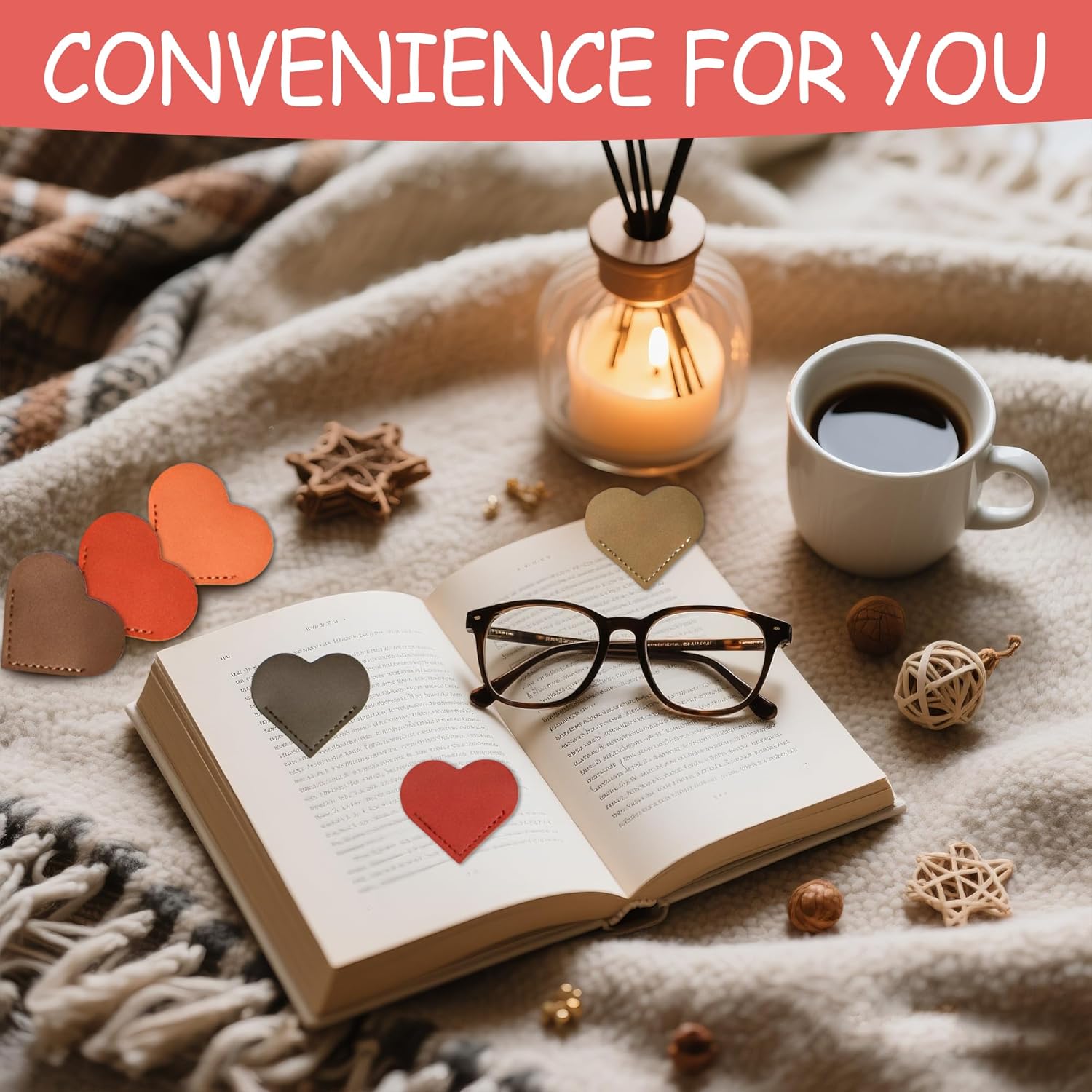 60pcs Leather Heart Shape Bookmark Cute Page Corner Bookmark Lovers Gifts Accessories Clips for Reading Gifts for School Office Bookworm Present Home (Classic) - Image 6