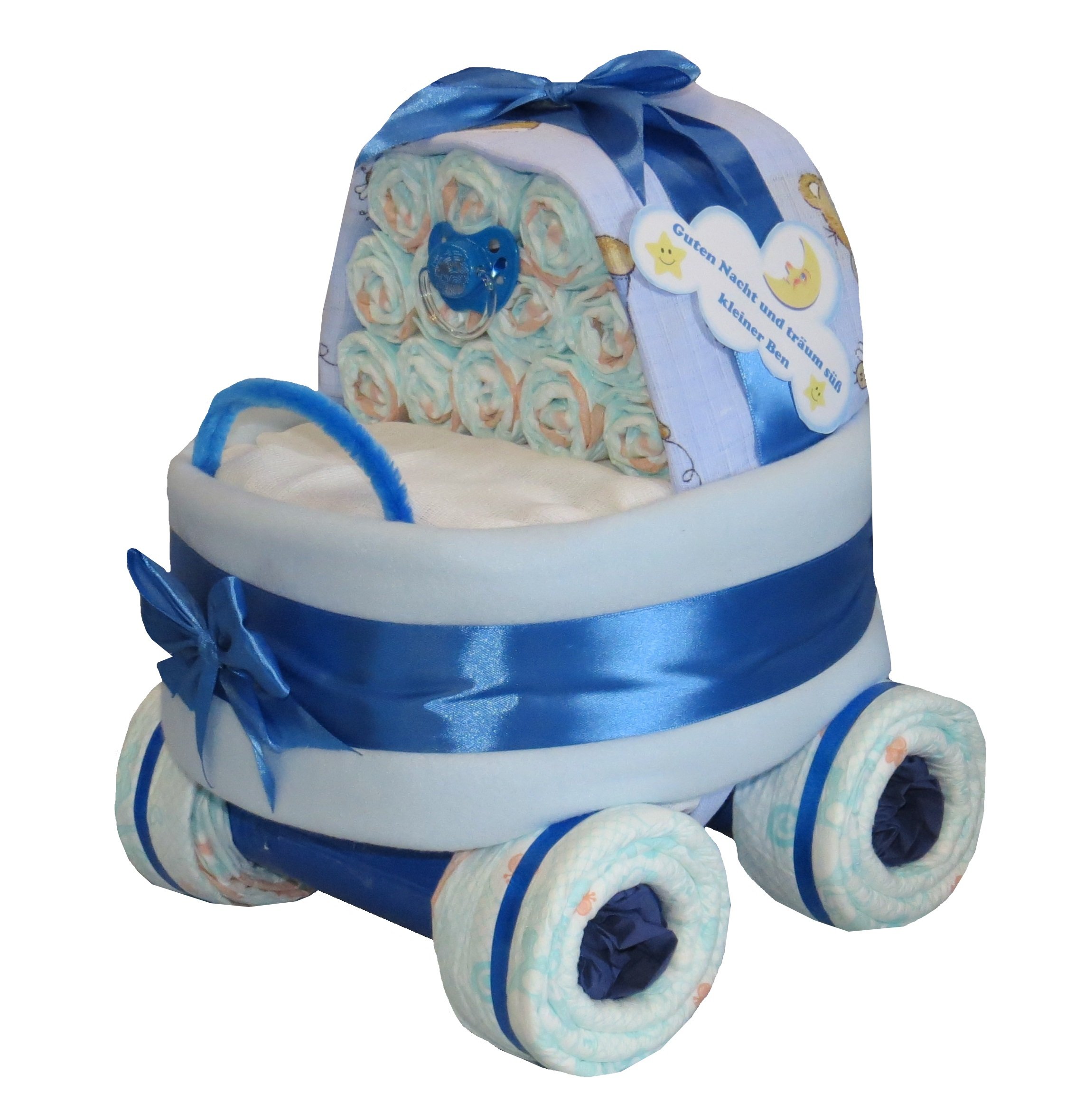 Windeltorte | Windelstubenwagen blau | Windelgeschenk Junge