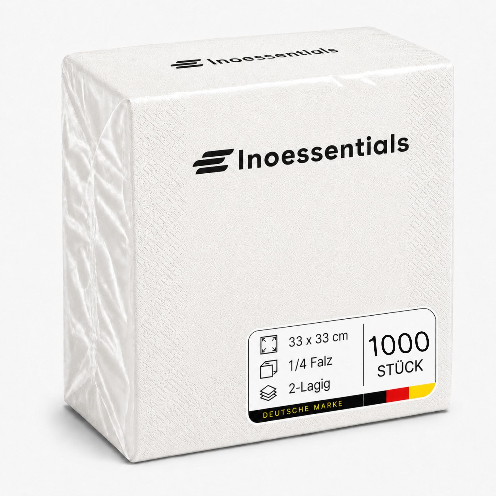 Inoverse 1000 tovaglioli a 2 veli, piegati a 1/4, 33 x 33 cm, bianco, tinta unita, tovaglioli di carta usa e getta per matrimoni, feste e ristoranti, tovaglioli decorativi da tavola