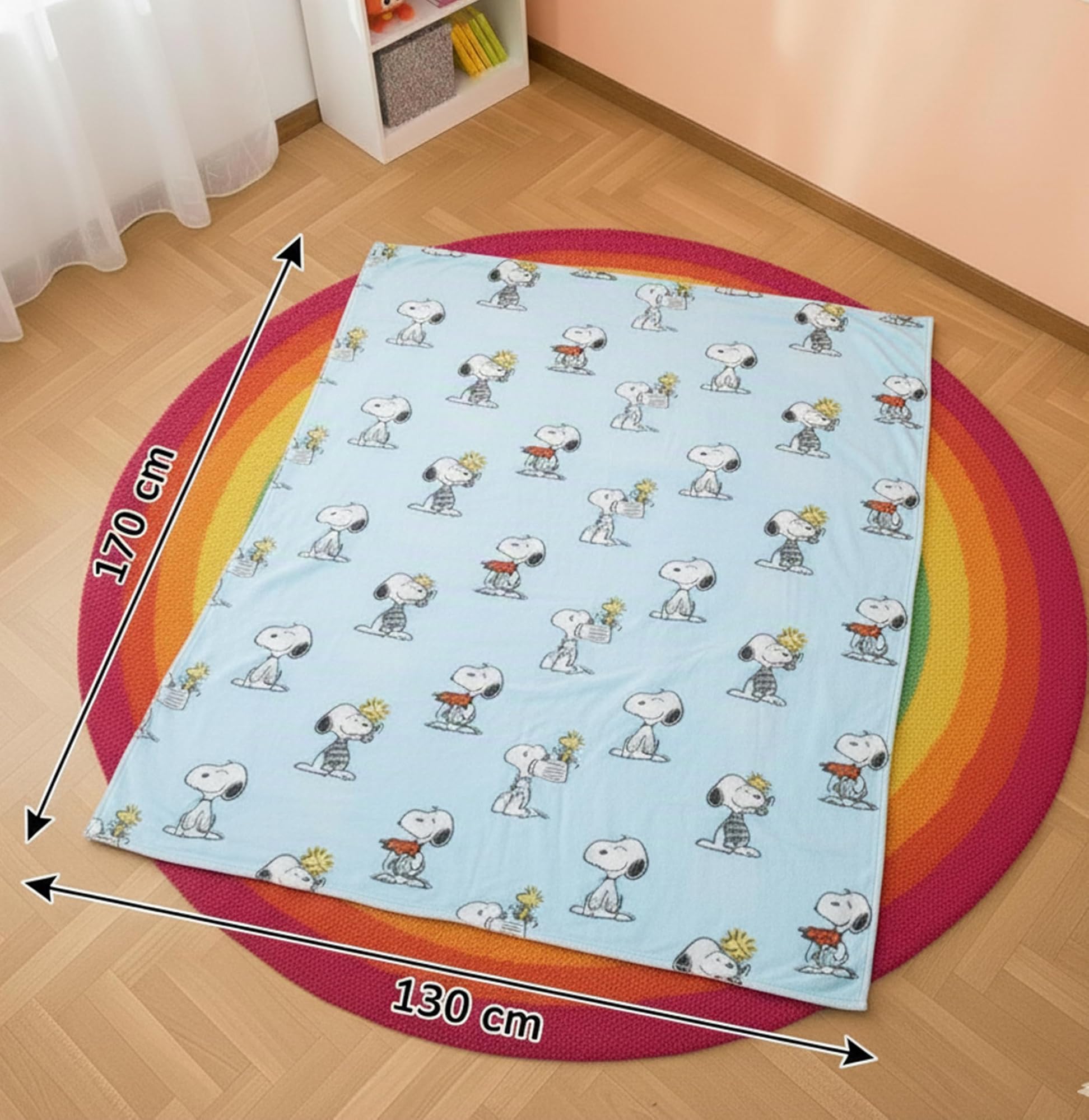 Kanguru Plaid Snoopy, Couverture Polaire, Plaid Canape, Jeté de lit, Couvre lit, Plaid enfant, Plaid doux Bleu claire, 130 x 170 cm