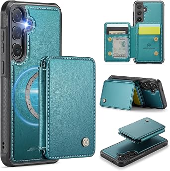 Wallet Case for Samsung Galaxy S25 Compatible with MagSafe for Men Women, Detachable Magnetic Wallet Phone Case with Card Slot Holder RFID Blocking for Galaxy S25 Teal
