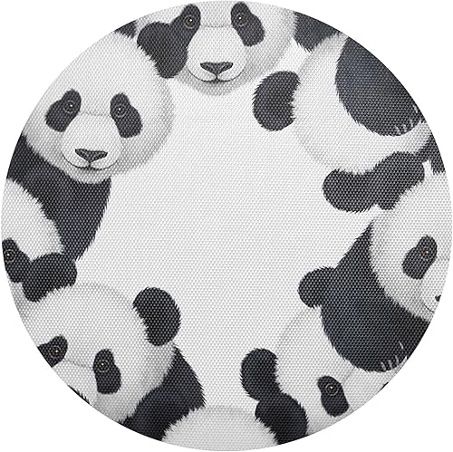 Black White Panda Circular Table Placemats, Heat Resistant Non Slip Dinner Placemats Round for Kitchen one sizex4