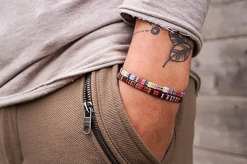 Vista 17 de Made by Nami Juego de 2 pulseras bohemias estilo surfista para mujeres y hombres, impermeables, ajustables, trenzadas, juego de 2 para estilo étnico