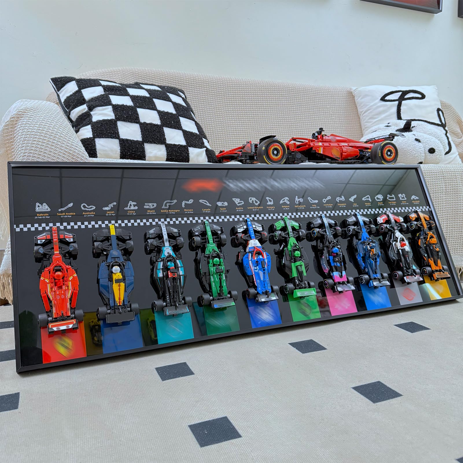 WETCEAOM Cadre pour Speed Champions F1, 10in1 77242–77251 Wall Display, Wall Frame pour 66802 F1 Adult Collectibles - Idéal pour Une décoration sur Le thème de la F-1 (Noir)