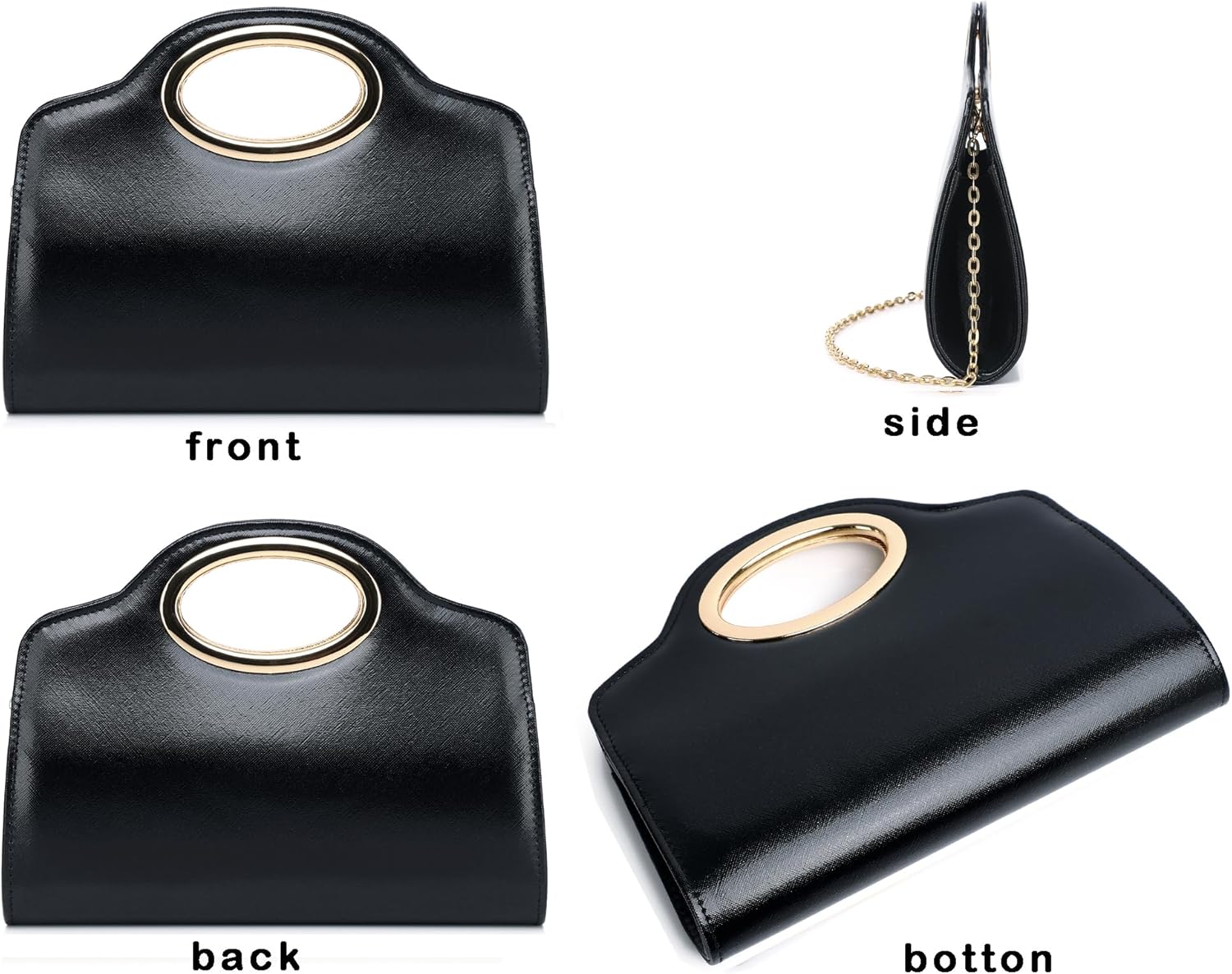 Top Metal Handle Clutch Bags for Women, Evening Handbag Shoulder Crossbody Purse with Chain - Image 3