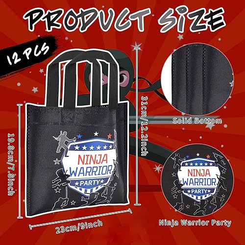 Miniatura 2 de SMAODSGN 12 bolsas de recuerdo de fiesta de Ninja Warrior, decoraciones de fiesta de cumpleaños ninja, bolsas de regalo, suministros de fiesta de
