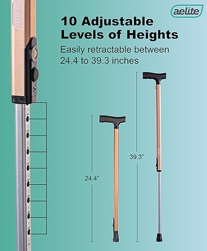 Vista 13 de Aelite Bastón para hombres y mujeres, ligero, duradero, retráctil, resistente, mango ergonómico, aleación de aluminio de alta calidad, bastones