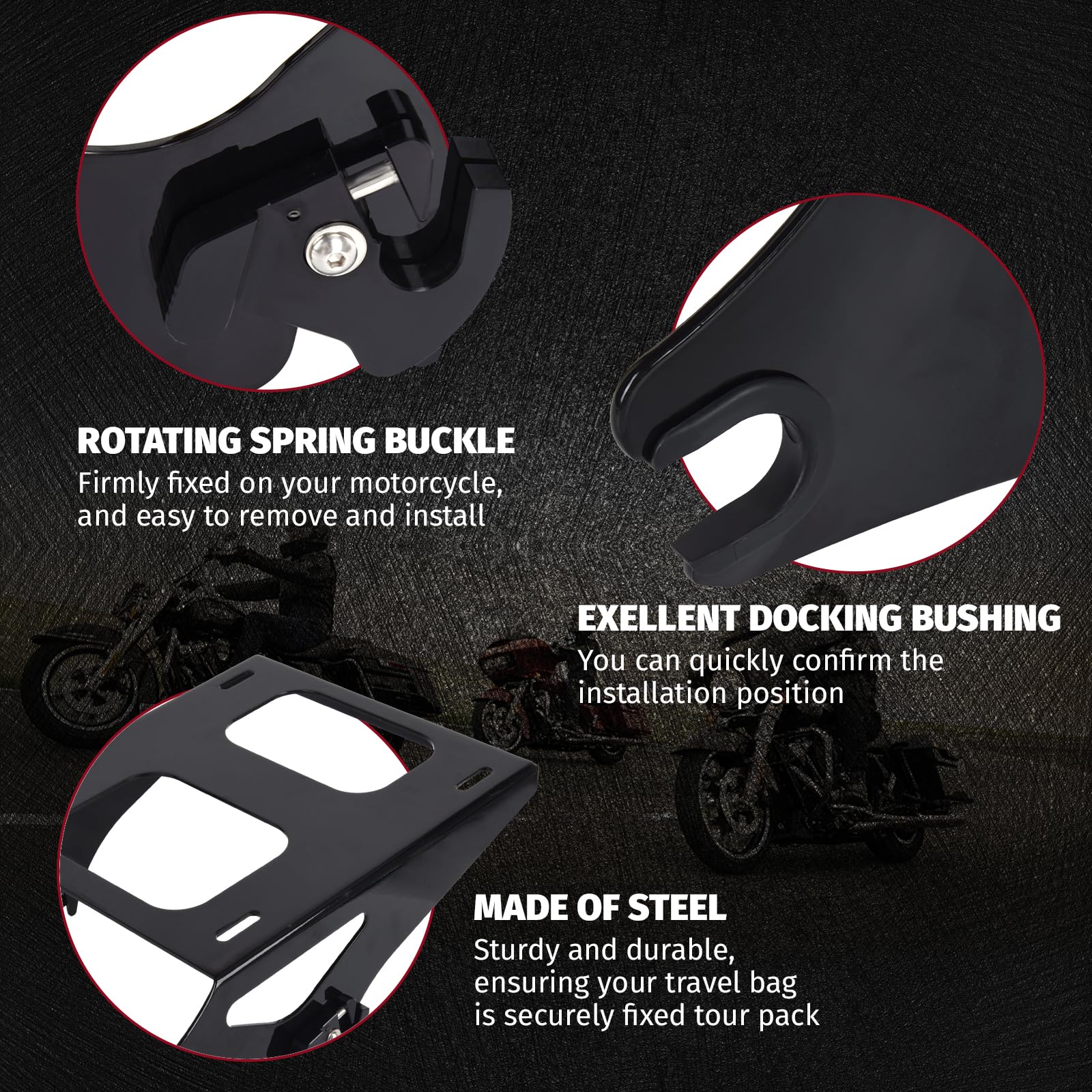 Tour Pack Mount, soporte Tour Pack, negro desmontable Two Up Tour Pak Pack Portaequipajes para Touring CVO Street Glide Road King Road Glide 2014-2025 Electra Glide Standard 2019-2022