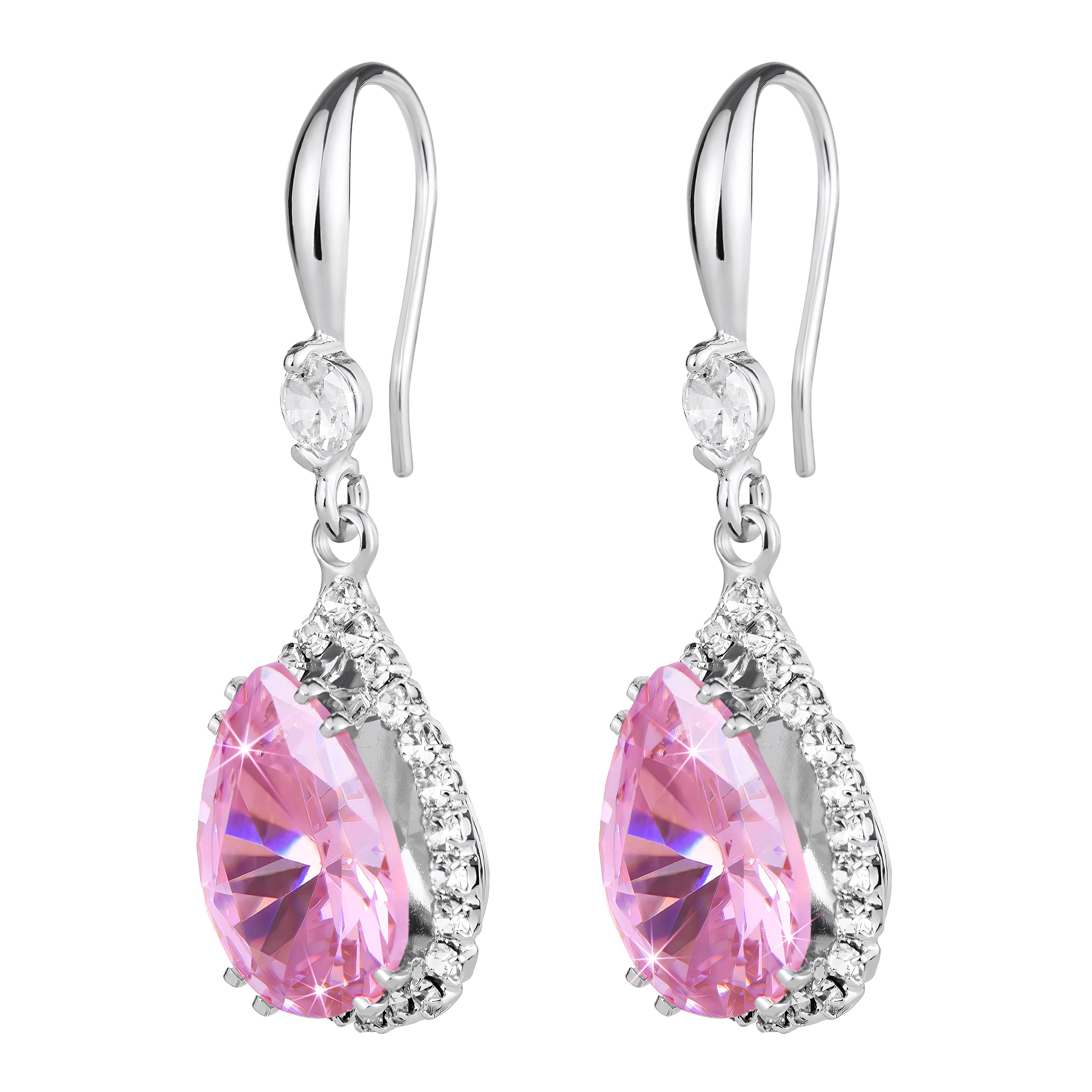 Linawe Orecchini pendenti da donna, orecchini pendenti, in argento dorato, gioielli in oro rosa, orecchini in cristallo con diamanti, gioielli a goccia per matrimoni