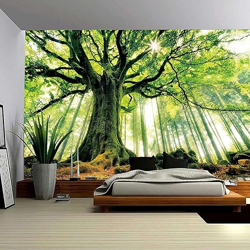 ENJOHOS Tapiz de pared grueso con diseño de árbol natural, diseño 3D de bosque medio, para colgar en la pared, para dormitorio, sala de estar,