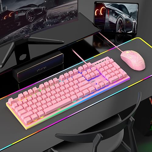 Miniatura 6 de MageGee GT838 - Combo de teclado y mouse para juegos, 104 teclas RGB retroiluminados silenciosos con cable para computadora portátil, PC MAC, con