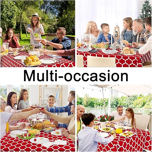 Miniatura 6 de Smiry Mantel de vinilo para mesas rectangulares, impermeable y lavable, mantel de franela de plástico marroquí para comedor, decoración de Navidad,