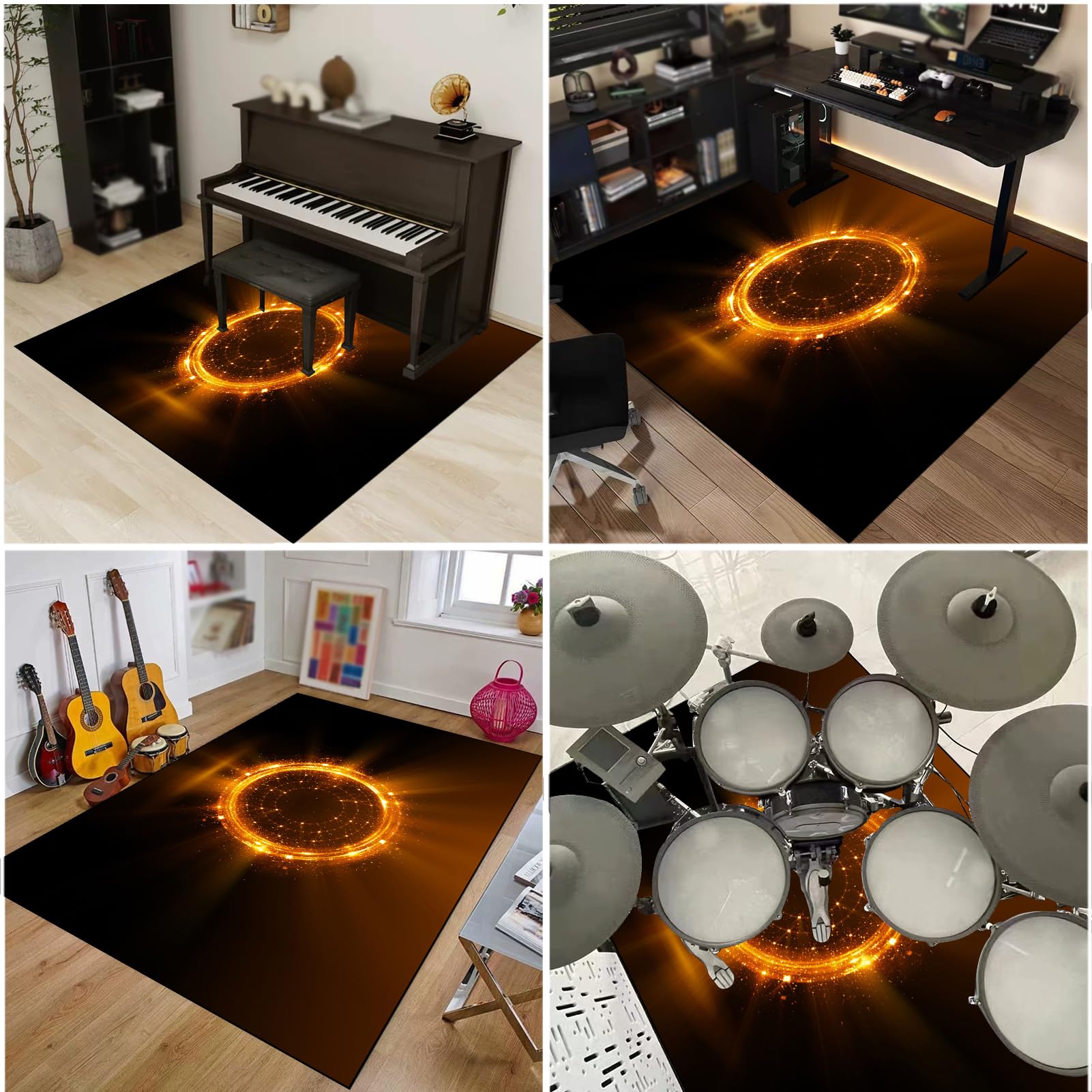 Dywaniki z baterią akustyczną Dywan bębnowy do zestawów perkusyjnych elektronicznych bębnów i innych instrumentów muzycznych antypoślizgowe maty bębnowe mata bębnowa mata na baterie 150 x 120