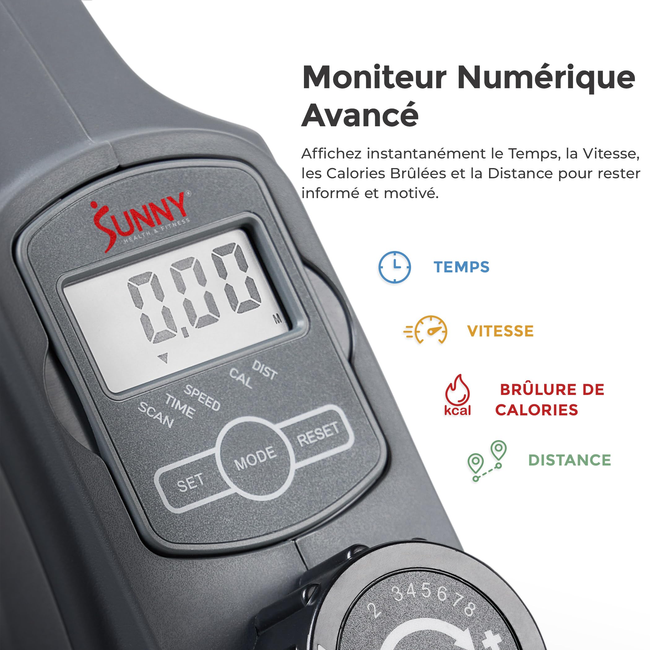 Sunny Health & Fitness Vélo Elliptique sous Bureau, Exerciceur Portable Assis ou Debout pour Personnes Âgées, à Domicile ou au Bureau, Option de Guidon, Band de Résistance ou Accès à l'App SunnyFit