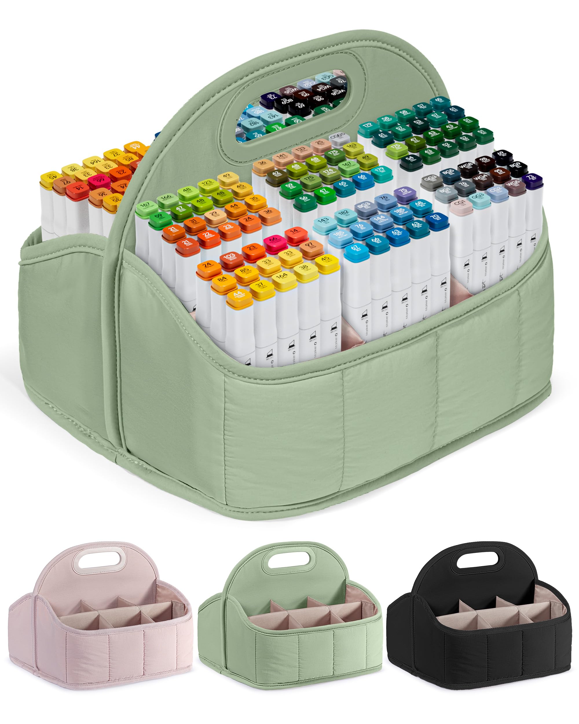 Rexmica Large Marker Caddy Organiser Fit for 210-400 Markers, Marker Organiser Case for Adults, Multipurpose Caddy Bag for Cosmetics, Sewing, Art Craft Supplies, (Bag Only, Accessories Not Included)