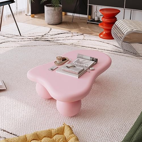 Miniatura 16 de Mesa de centro moderna para sala de estar, 47 pulgadas, única y bonita, mesa de centro minimalista irregular con patas resistentes para dormitorio,