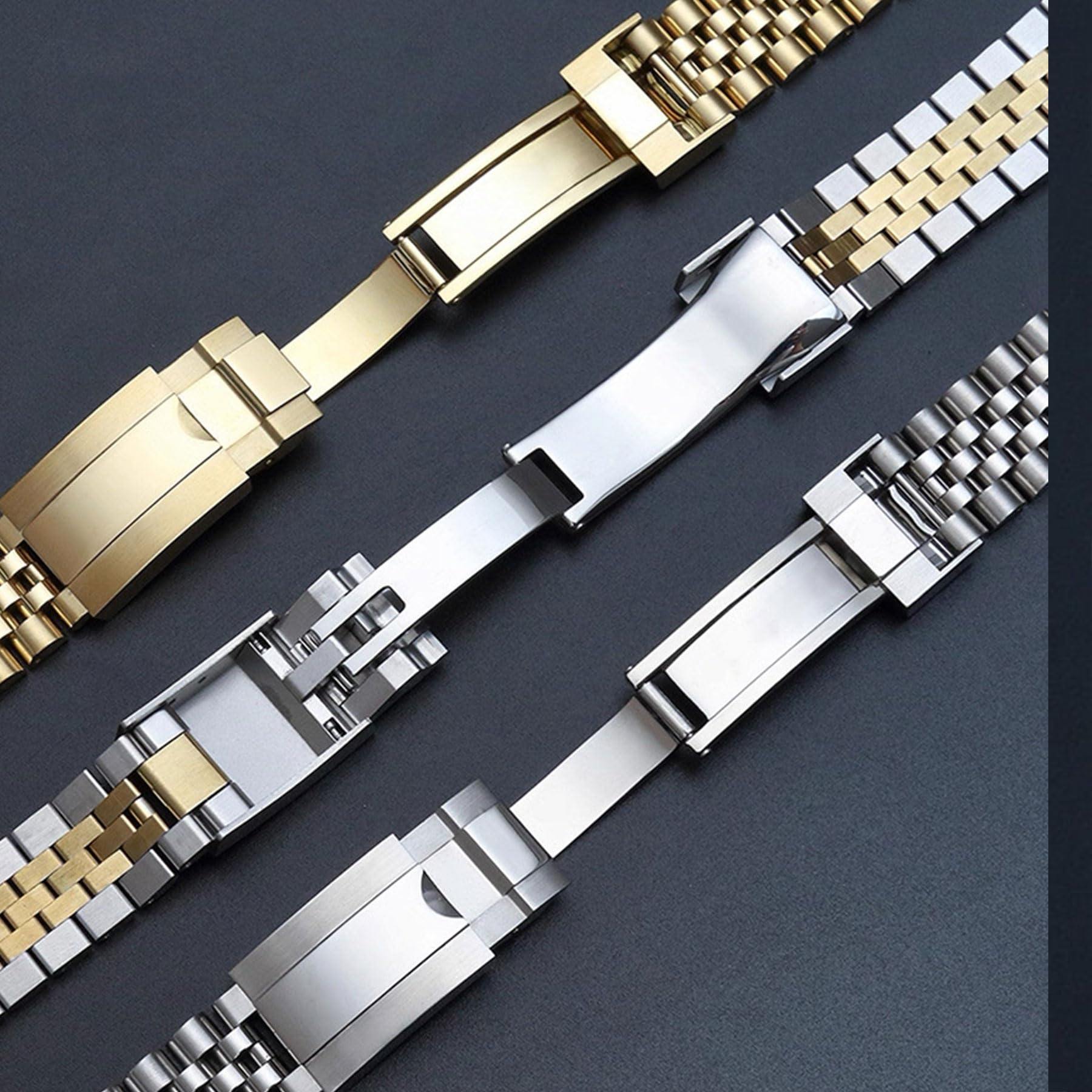 Cinturino Jubilee in Acciaio Inossidabile 316l per Rolex Datejust 36/41, Maglie Finali Solide, Bracciale di Ricambio in Metallo Regolabile. Silver 22mm