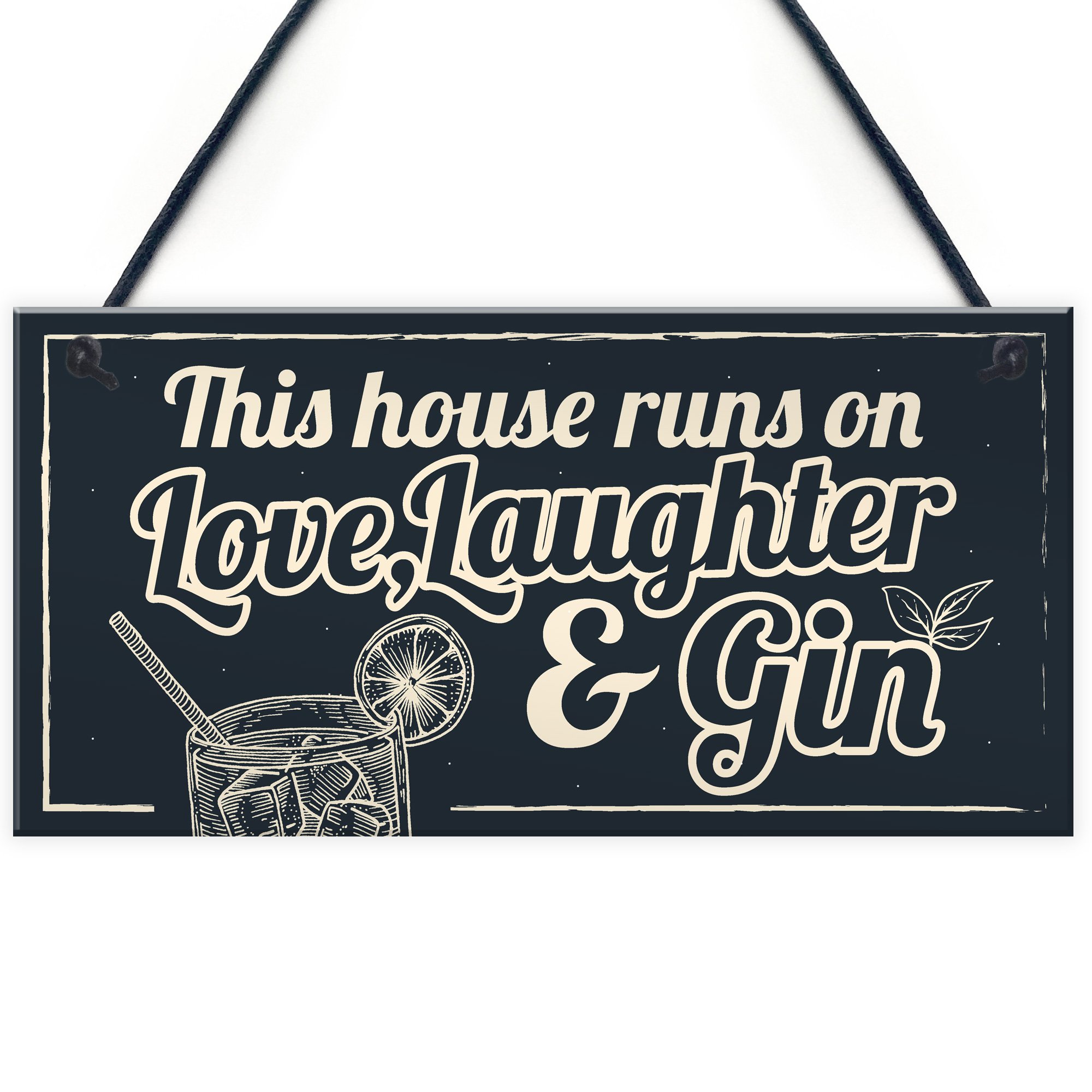 Red Ocean Women's Fun Laughter Gin & Tonic Kitchen Plaque Alcohol Home Bar Pub Sign Friend Gift For