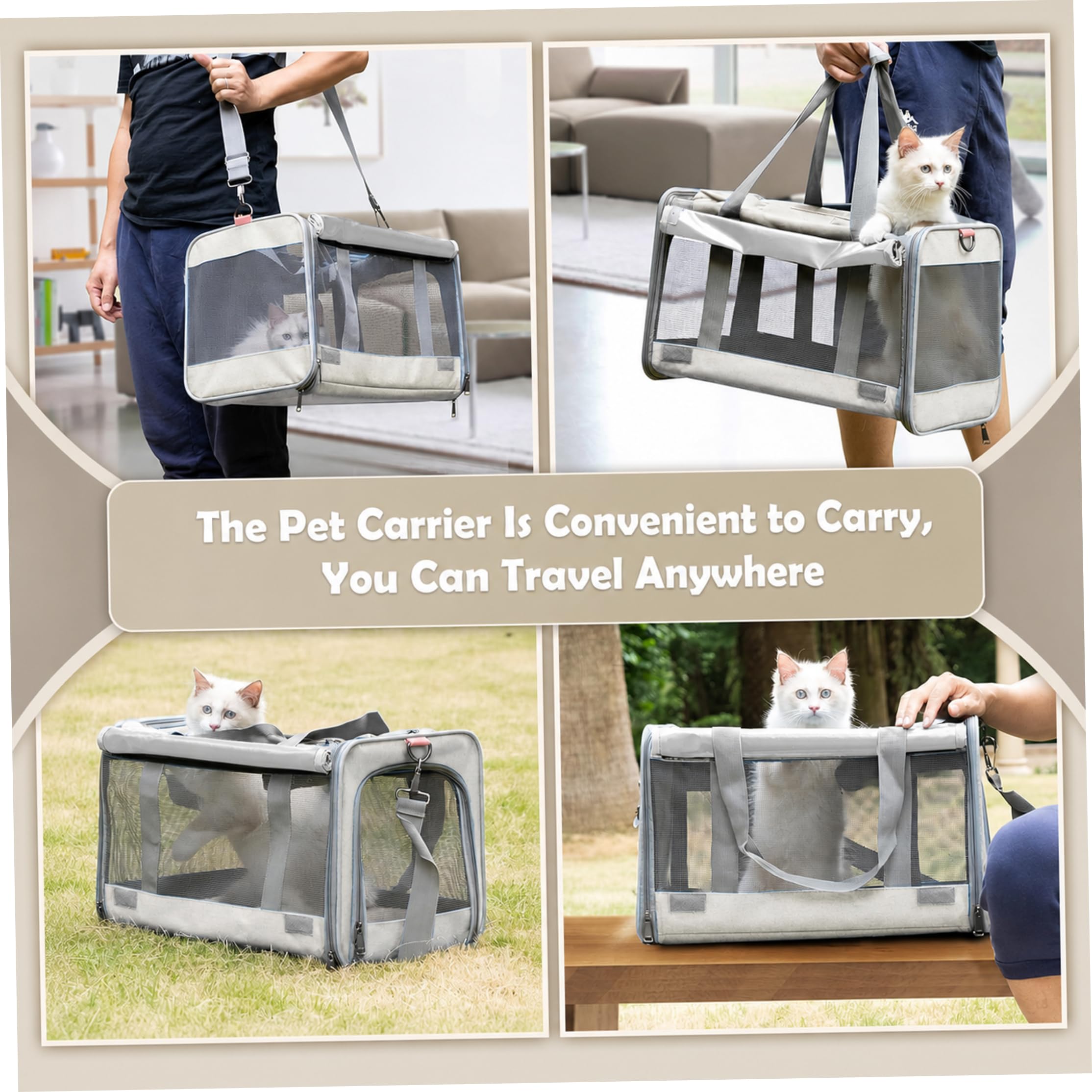 Borse per trasportini per gatti Borsa per animali domestici Borsa per cani da trasporto per cuccioli (20 libbre) Grigio