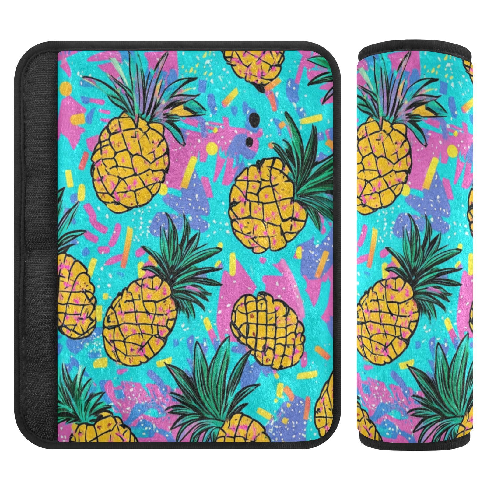 Seat Belt Covers 2 Pack Pineapple Car Seat Strap Covers Super Soft Retro Car Seat Neck Cover for Boys Girls Adults Babies M
