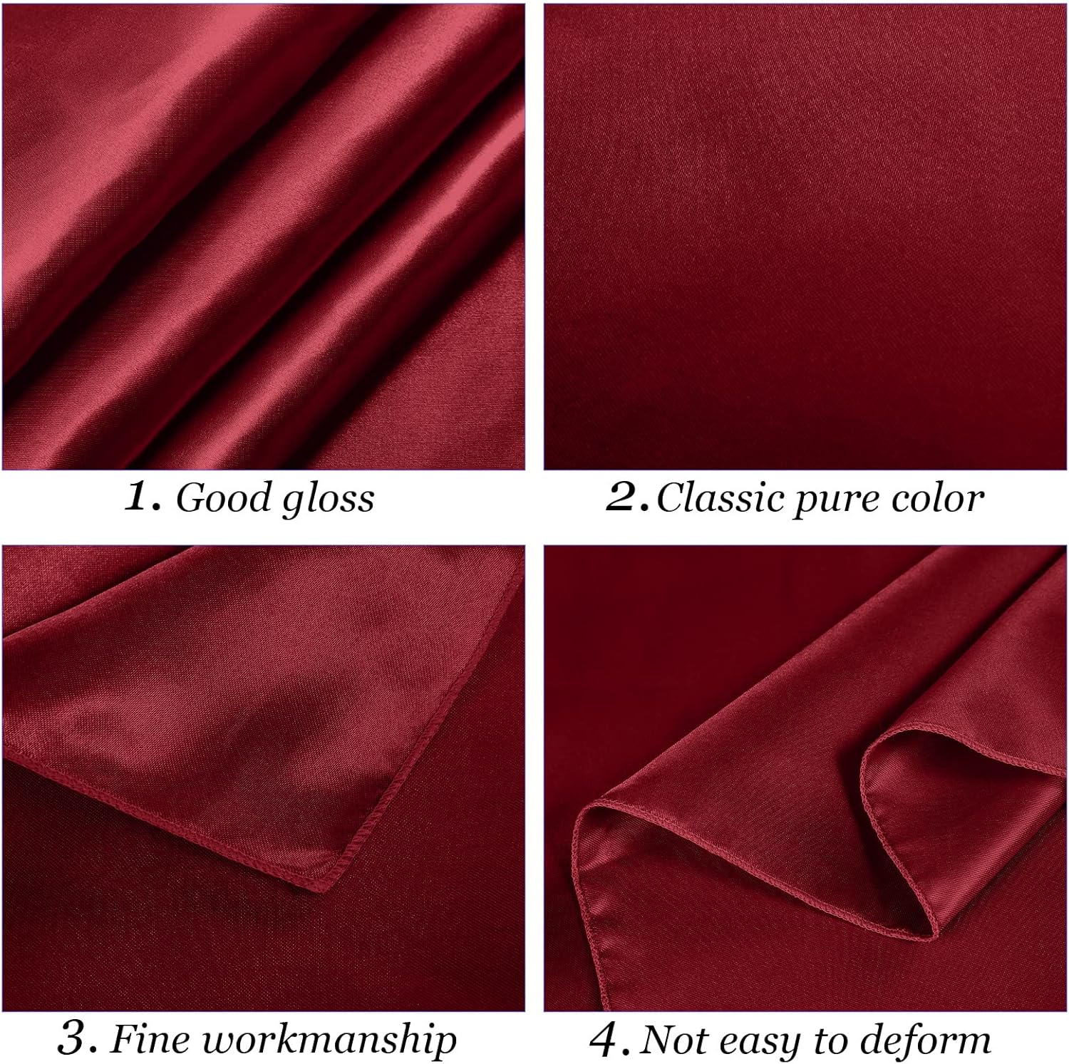 Ruisita Satin Party Tablecloth Table Cover 58 x 102 Inches Wedding Rectangle Bright Silk Tablecloth Table Cover Smooth Fabric Tablecloth Table Decor for Wedding Banquet Table Decoration, Burgundy Burgundy 58 x 102 Inches