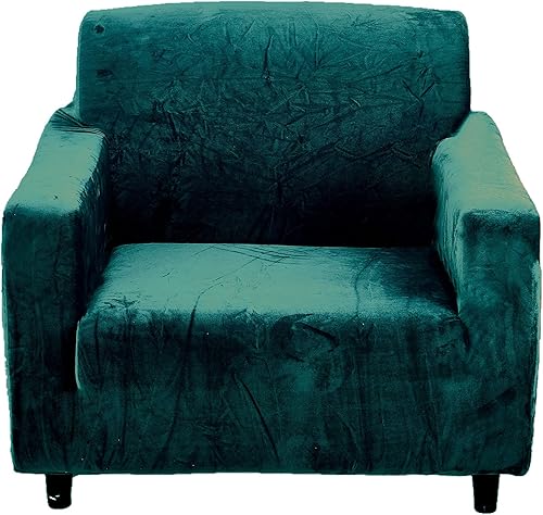 Funda de sofá de felpa para sofá de 3 cojines, funda de terciopelo elástica para silla reclinable, protector de muebles y sofá biplaza (verde