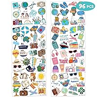 Vista 4 de Tatuajes temporales de viaje, Bon Voyage, suministros de fiesta de cumpleaños, recuerdos, decoraciones de aventura espera viajes por el mundo, súper