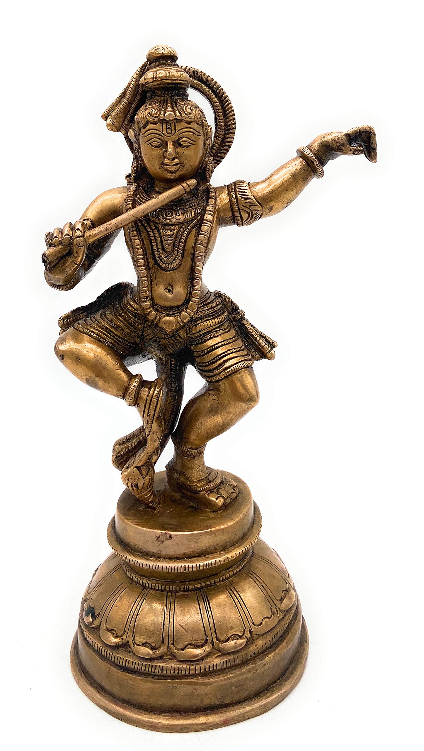 Bhunes Brass Lord Sri Krishna Murti for Pooja, Bal Gopal Idol, Home Decor, Murti,Gold, 9 Inch, 1 Piece