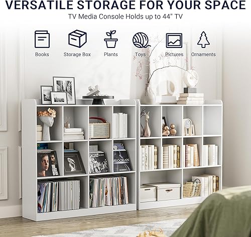 Miniatura 5 de Cozy Castle Estantería abierta de 3 niveles, estantería horizontal de 10 cubos, organizador de almacenamiento con dispositivo anti-inclinación,