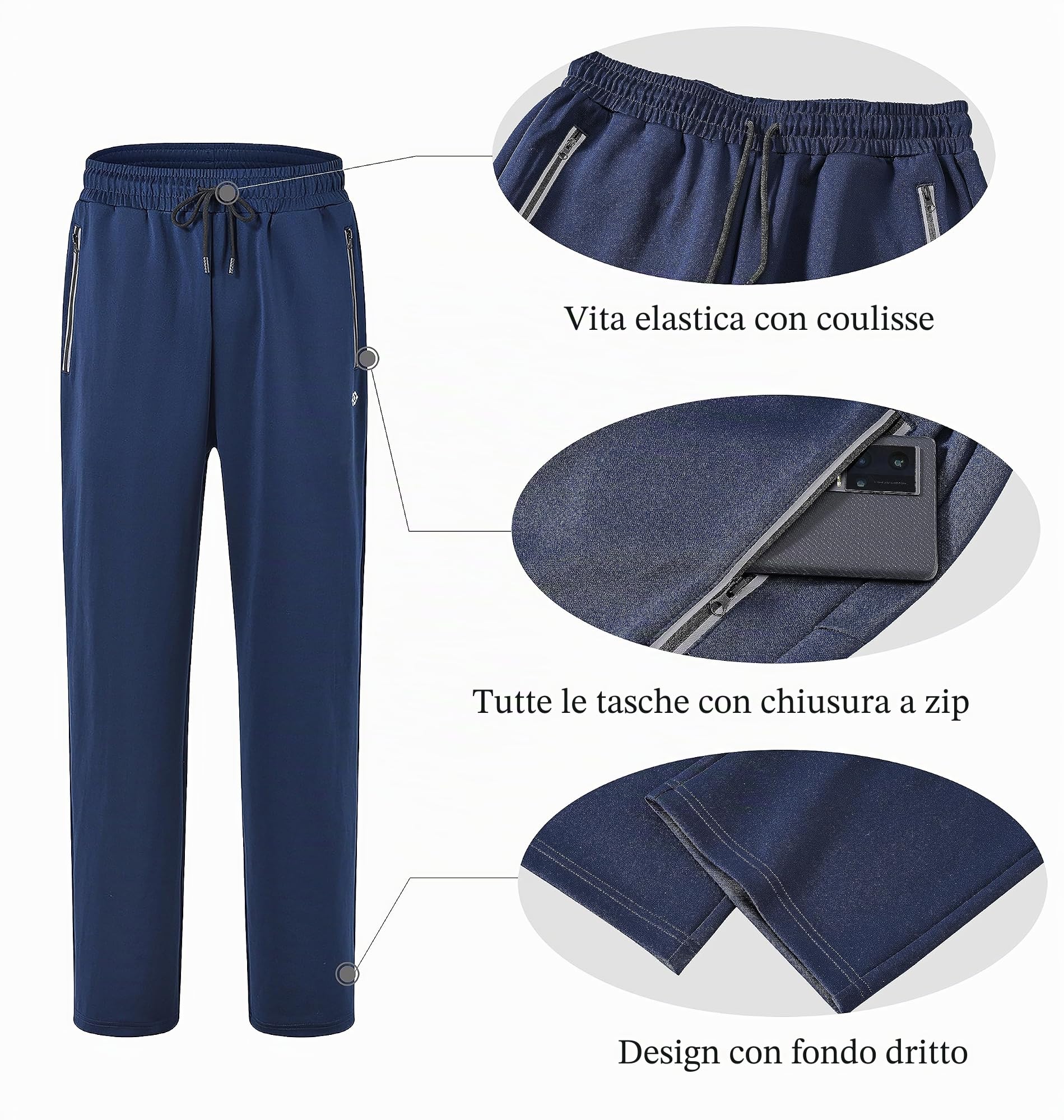 Tute da Ginnastica Uomo Maniche Lunghe Giacca invernale con cerniera Sports Jogging Pantaloni Leggero Sportiva Set