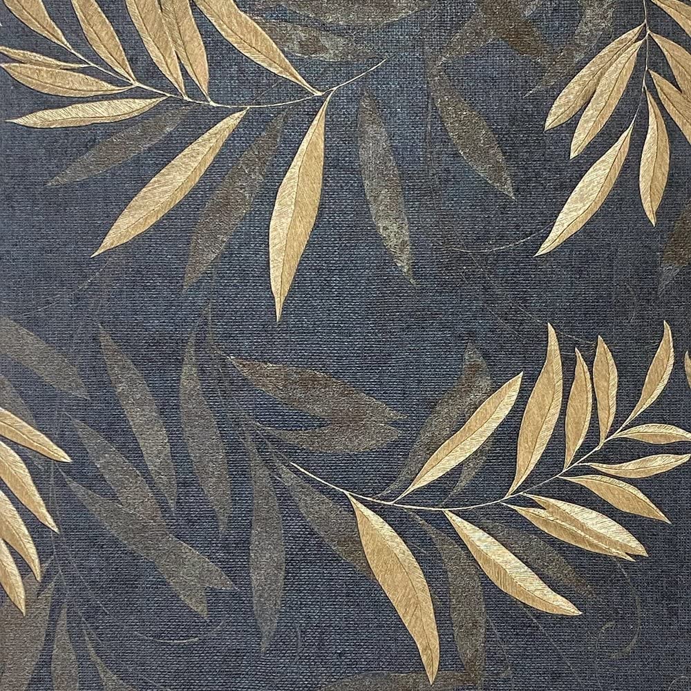 Arthouse Luxury Leaf Navy Champagne Wallpaper 299301 - Heavyweight Vinyl