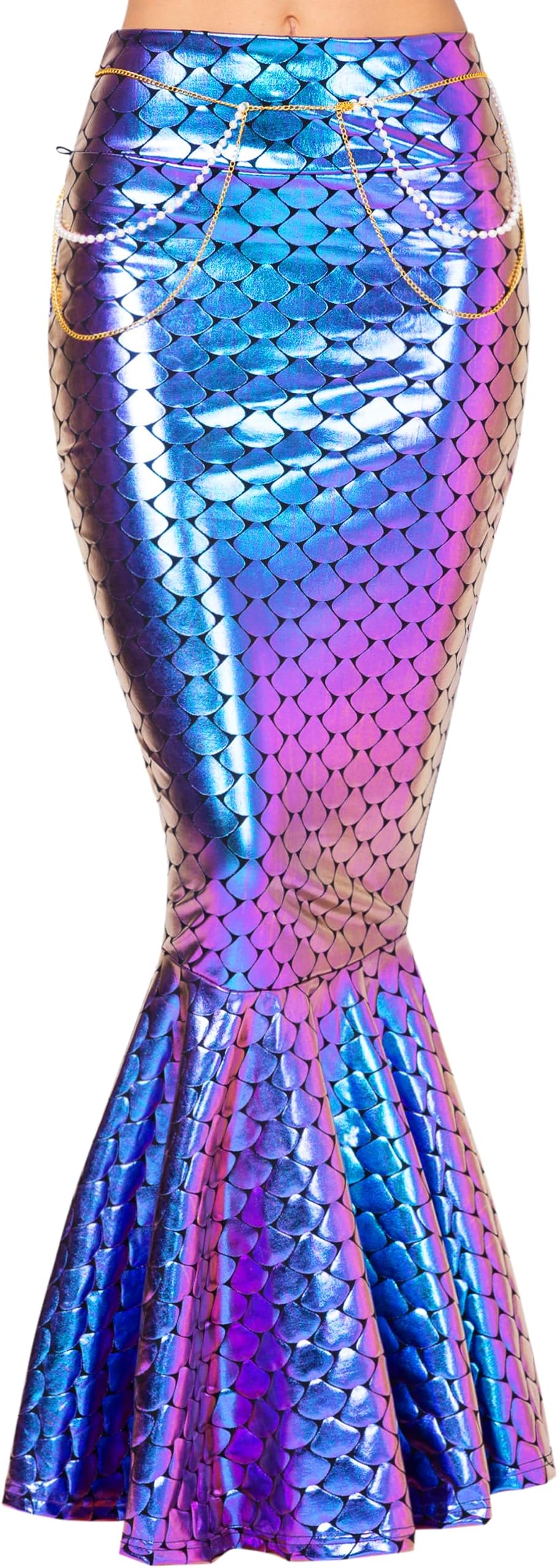 Adult Metallic Hologram Shiny Mermaid Skirt Costume Role Play for Halloween Costumes Party Events