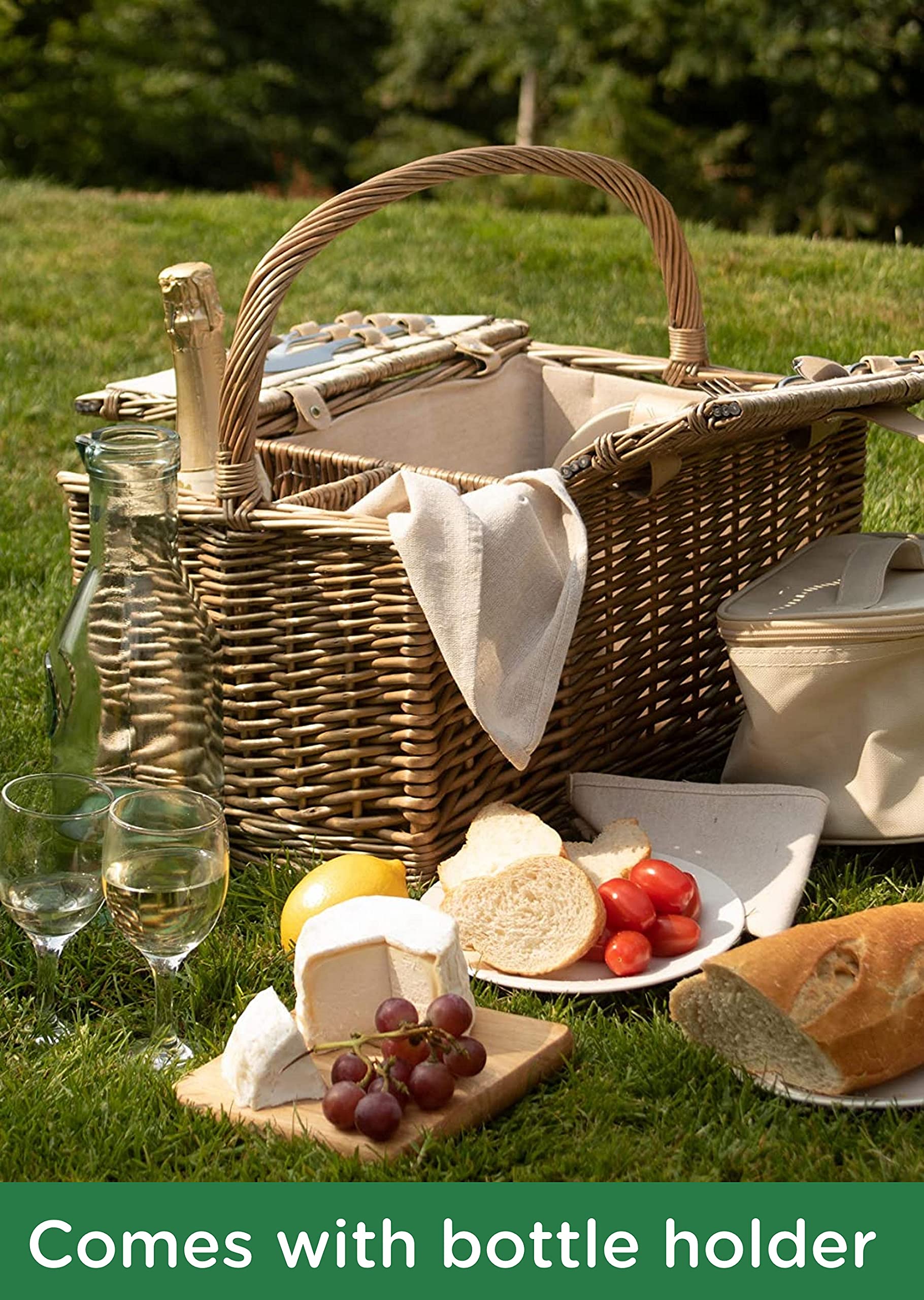 Wrenbury Deluxe Fitted Picnic Basket for 2 People with Chiller