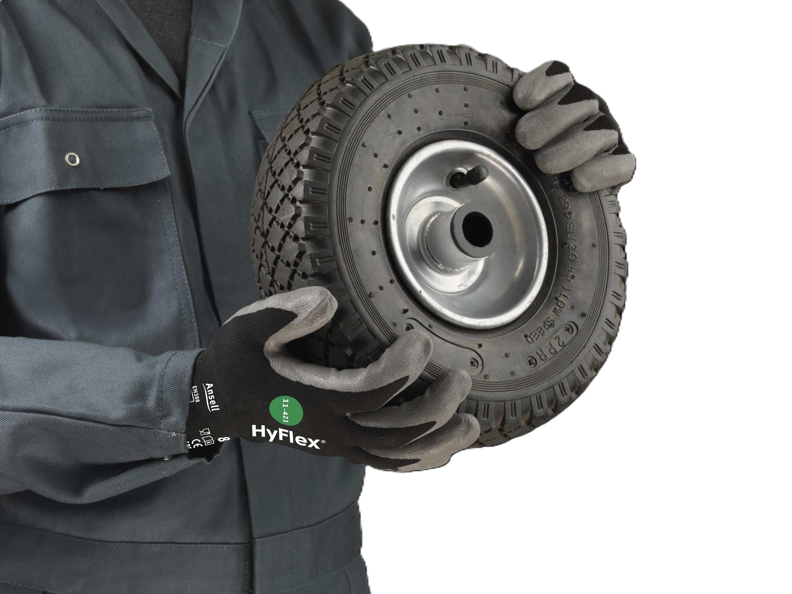 Ansell HyFlex 11-421 Gants de Travail Usages Multiples, Protection Risques Mécaniques, Excellente Résistance à l’Abrasion, Mailles Fines et Extensibles, Gris, Taille L (12 Paires)
