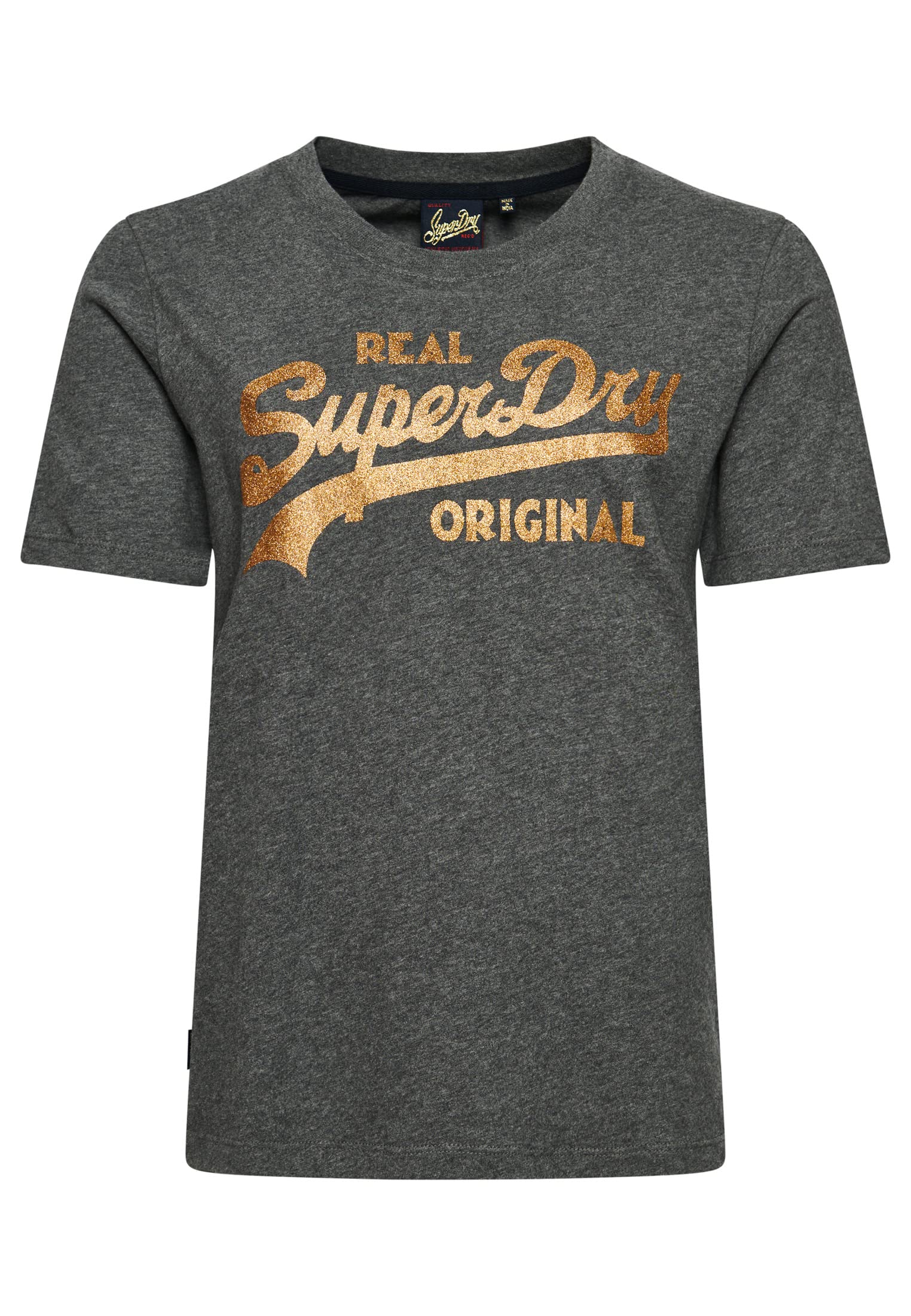 Superdry Women's Rich Charcoal Marl Vl Scripted Coll Tee W1011142a 10
