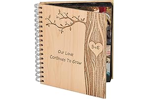 Personalized Wood Photo Album for Couples - Carved In Love