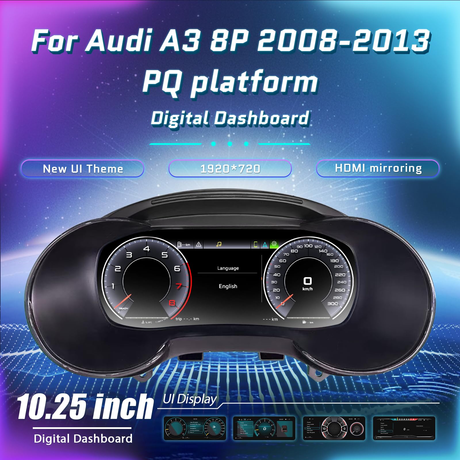 Strumento digitale da 12,3 pollici per Audi A3 8p 2008-2013, combinato cruscotto digitale di ricambio
