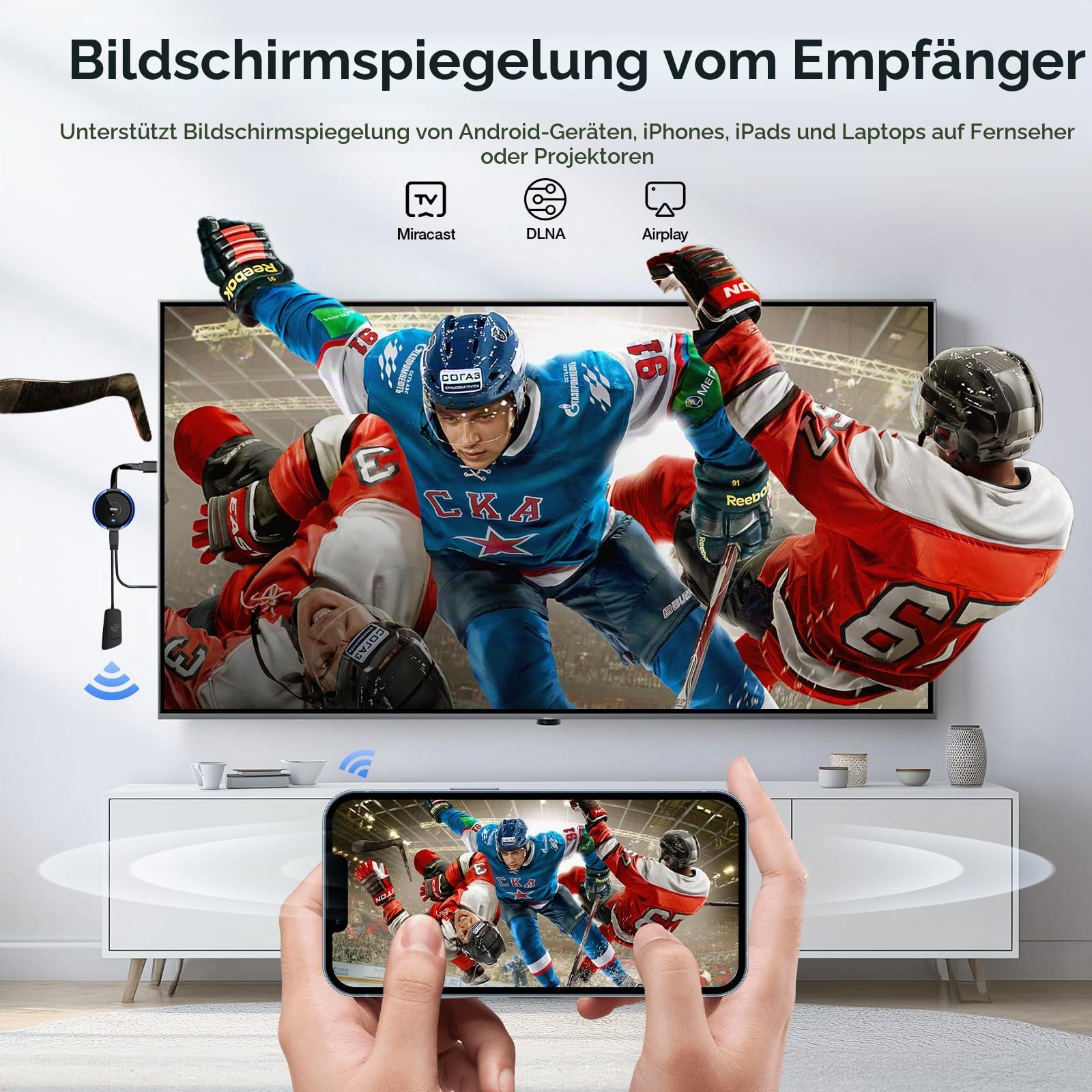 5.8G USB C Wireless Transmitter 165FT/50M USB-C Transmitter HDMI Drahtlos übertragen, HDMI Funk für Laptop, i-Phone 15, TV Box, Kamera zu Monitor, Projektor,TV (TX Needs to be Used with the RX)