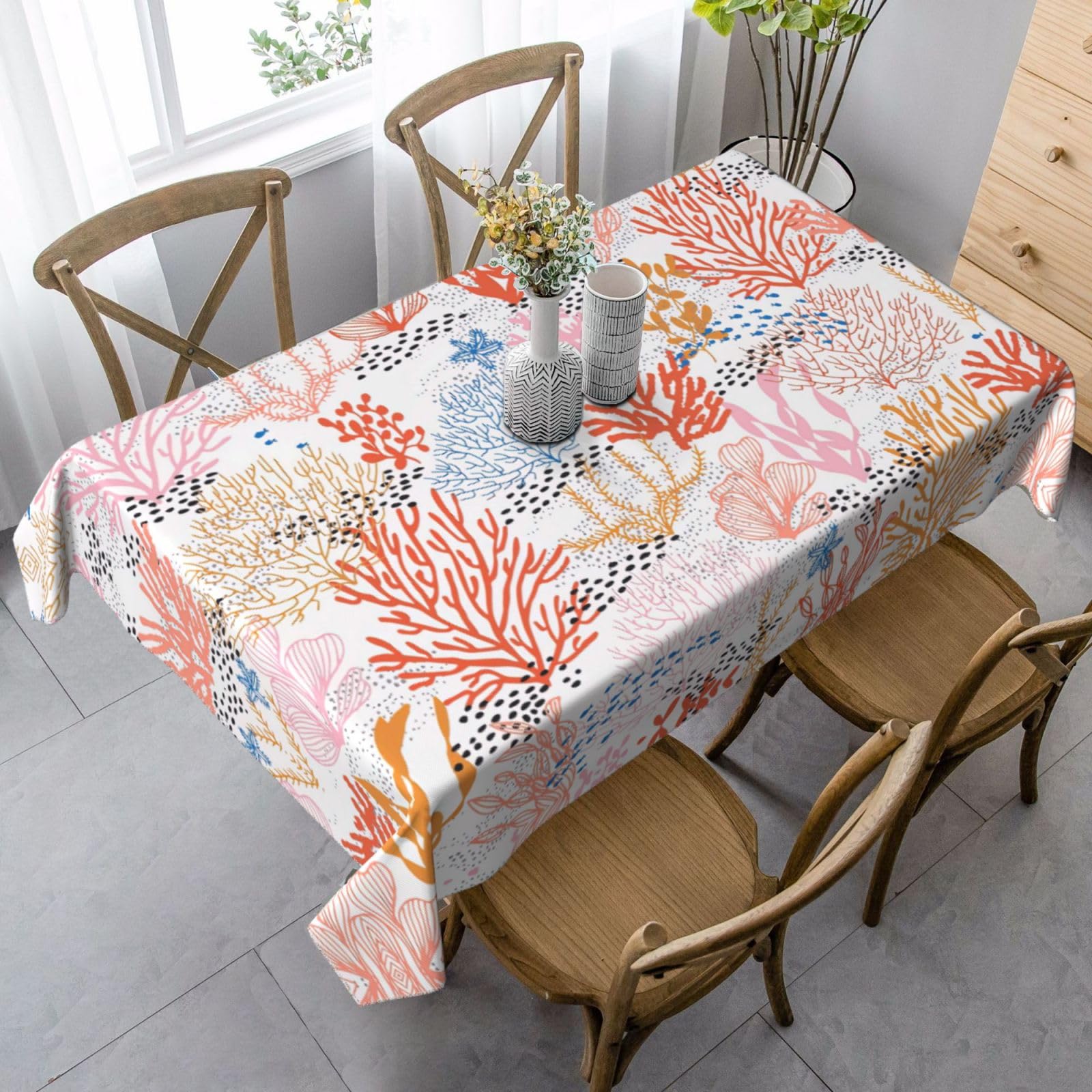 Nappe rectangulaire récif corallien idéale pour vos dîners de vacances