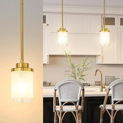 Miniatura 7 de TENGXIN Lámpara colgante moderna para isla de cocina, lámpara de techo colgante de oro cepillado, iluminación colgante de granja para comedor,