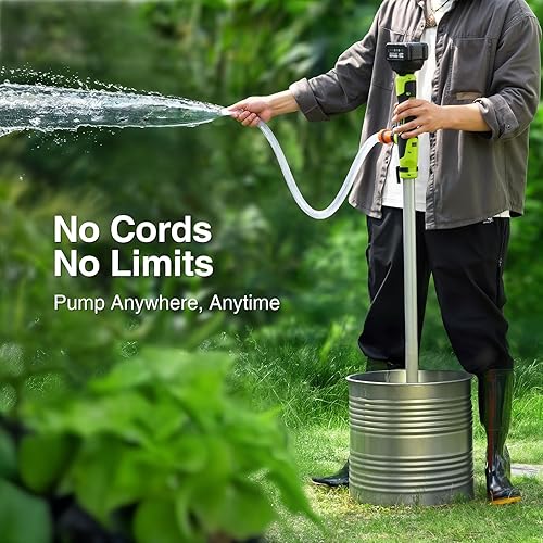 Miniatura 7 de Bomba de transferencia de agua inalámbrica, 2 baterías recargables de 4000 mAh 21 V, flujo alto de 720 GPH, elevación de 32 pies, bomba de sumidero