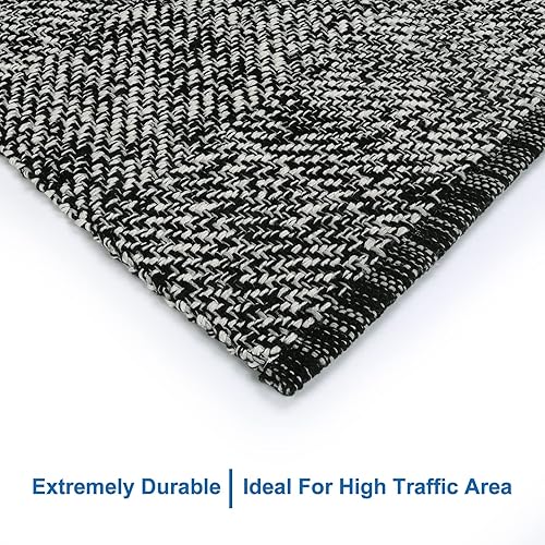 Miniatura 6 de LEEVAN Alfombras de cocina lavables de 2 x 4.3 pies, color negro, bohemio, alfombras de baño, de algodón, reversible, alfombra de entrada de granja,