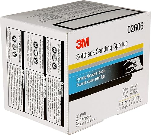 Miniatura 6 de 3M Softback - Esponja de lijado 02606, 4 12 x 5 12 pulgadas, paquete de 20, grano medio, corte rápido