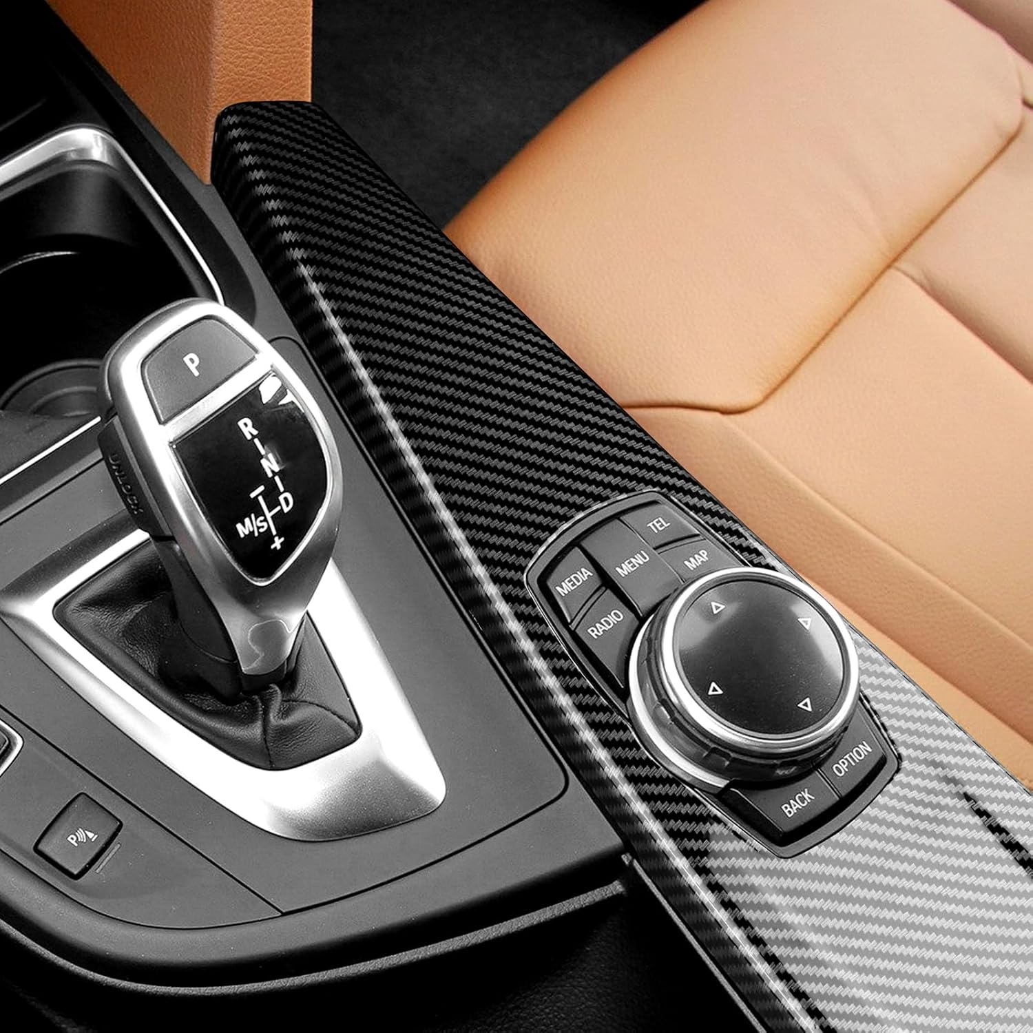 for BMW Multimedia Panel Cover, ABS Carbon Fiber Style Car Center Console Decorative Cover for BMW F30 F31 F32 F34 F36 328i 320i 335i 330i 435i 420i 430i 440i 425i, Not for F33 image 6 of 8 B0DBQBX24N