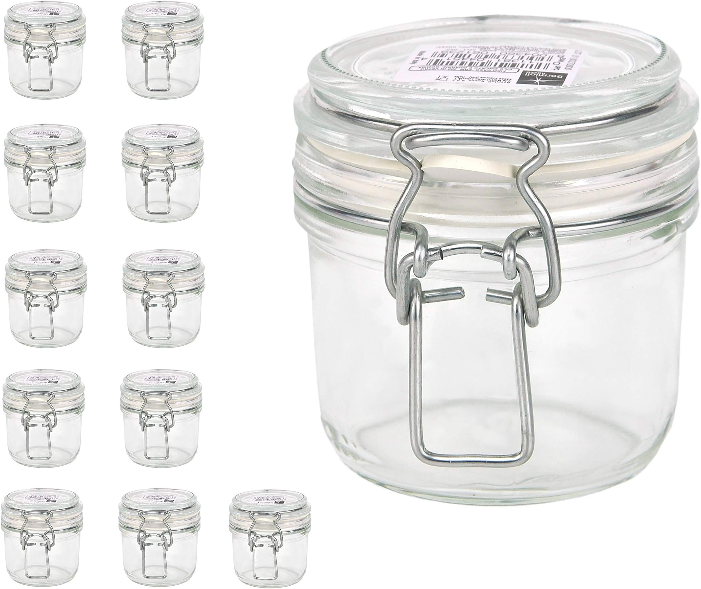 Bormioli Rocco Fido - Barattoli with Chiusura a Leva, 12 x Capacity, 200 ml, Preservazione ermetica Grazie all'anello in gomma e alla chiusura ad archetto
